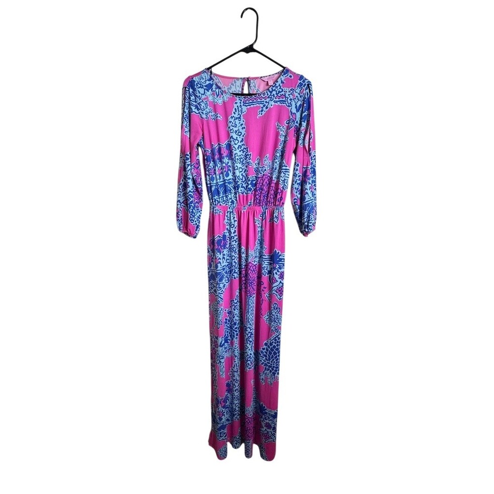Lilly Pulitzer Ashlynn Maxi Dress Womens Size S Pink Blue Tropical - Picture 3 of 10